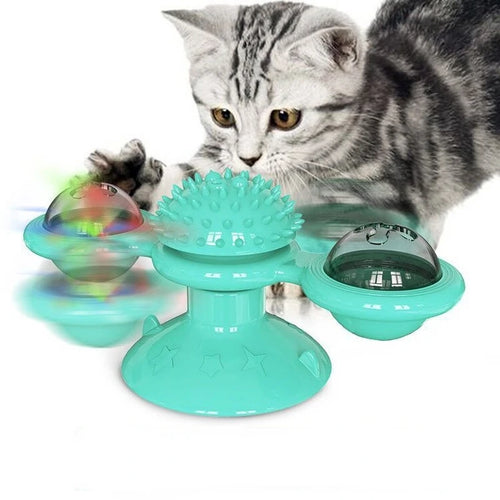 Moulin à vent pour chat, jouet interactif pour animaux de compagnie, Puzzle, jeu pour chat, plateau tournant pour chaton, brosse à dents, fournitures pour animaux de compagnie SUN N.