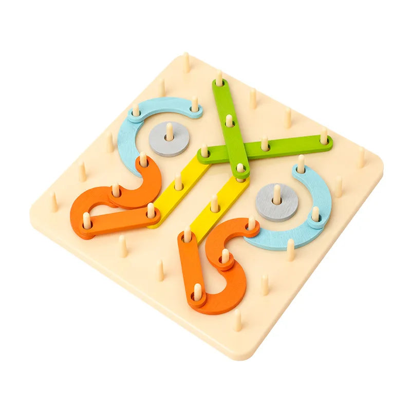 Jouets en bois pour enfants, planche créative, planche à ongles, ensemble de colonnes géométriques, Puzzle de Construction, panneau perforé géométrique, sensoriel Montessori SUN N.