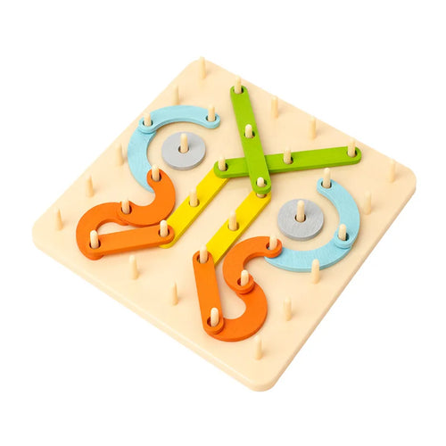 Jouets en bois pour enfants, planche créative, planche à ongles, ensemble de colonnes géométriques, Puzzle de Construction, panneau perforé géométrique, sensoriel Montessori SUN N.