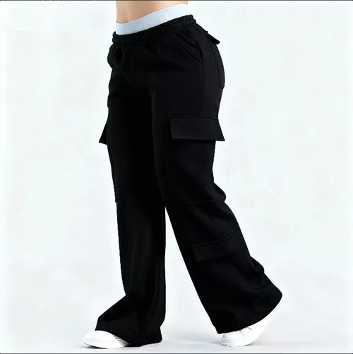 Pantalon Droit Femme Pantalon Femme printemps été poche polyvalent déplacements décontracté personnalité Pantalon femmes droit décontracté couleur unie Pantalon SUN N.