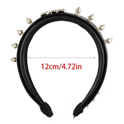 Bandeau Punk à Rivets en cuir PU avec des clous métalliques, accessoire cheveux unisexe style rock.