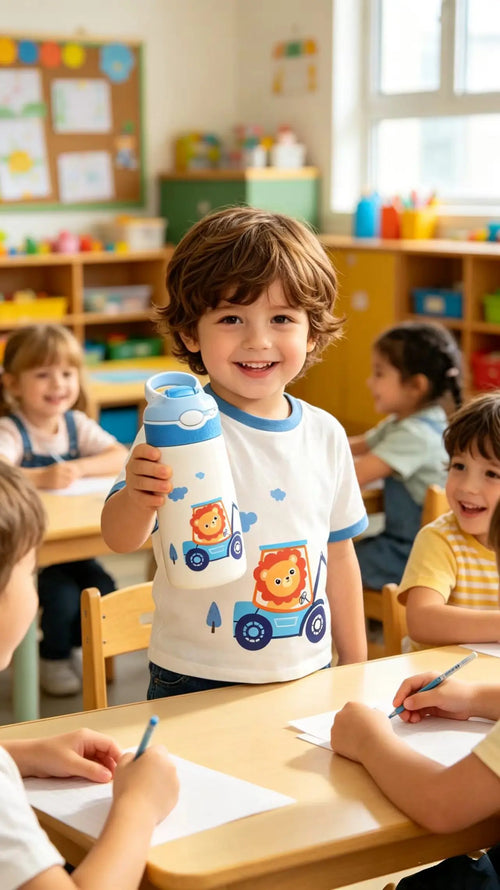 Kids Insulated Water Bottle with Straw 500ml BPA Free Stainless Steel