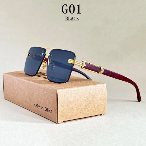 Lunettes de soleil sans monture carrées unisexe – Style vintage luxe, homme et femme SUN N.