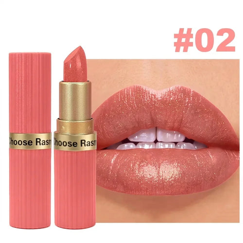 Rouge à Lèvres Velours Mat & Métallique – Rose Nacré Scintillant Longue Durée SUN N.