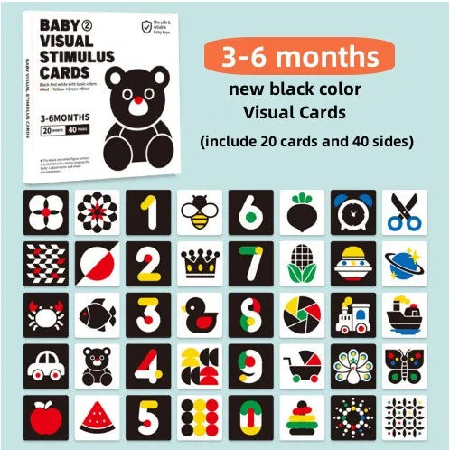 Cartes Flash Bébé Noir et Blanc – Stimulation Visuelle Éducative SUN N.