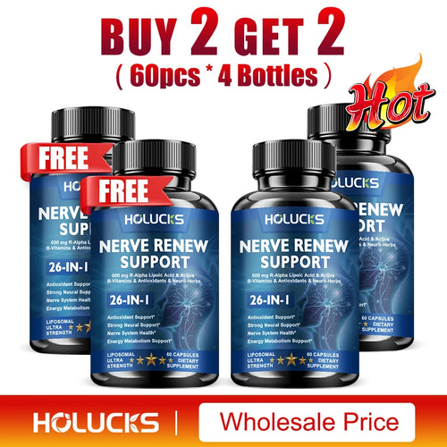 Capsules Nerve Renew, Aiguilles, Coupures, Brûlures cutanées, Sommeil profond. Complexe de vitamines B, acide alpha-lipoïque R, mélange neurobotanique SUN N.