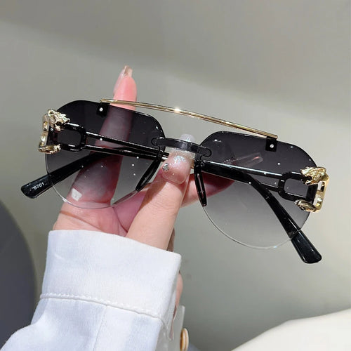 KAMMPT lunettes de soleil pilote sans monture hommes mode Vintage dégradé nuances décontractées femmes à la mode marque Design décor extérieur lunettes de soleil SUN N.