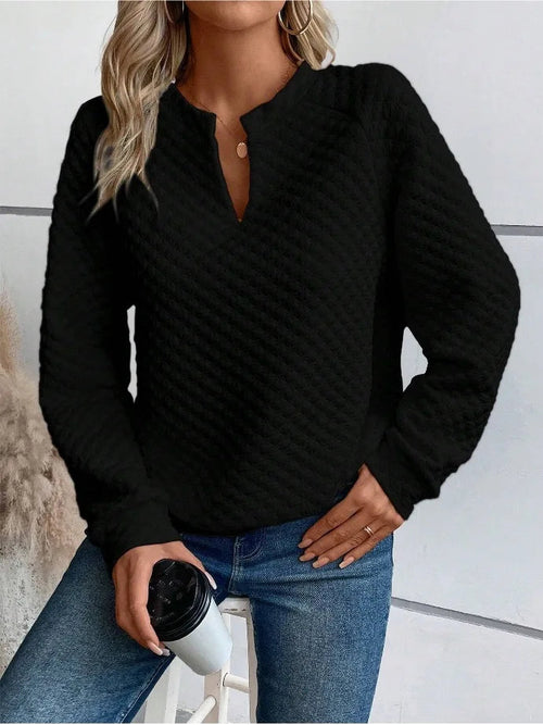 Sweat-shirt Femme Col V Profond - Hoodie Ample Manches Longues Printemps/Automne 2025 SUN N.