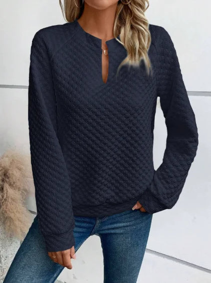 Sweat-shirt Femme Col V Profond - Hoodie Ample Manches Longues Printemps/Automne 2025 SUN N.