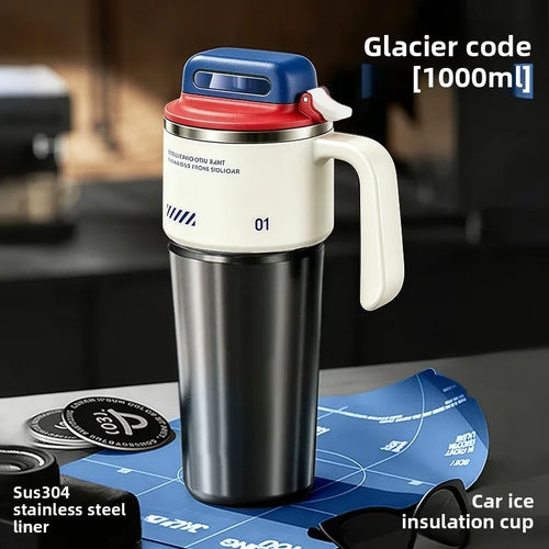 1 liter insulated water bottle with straw