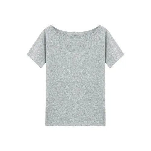 Top épaules dénudées femme T-shirts Femme Design Original Épaules Dénudées Manches Courtes Uni Chic Décontracté Quotidien Simple Sexy Tendance Coréenne Hauts d'Été SUN N.