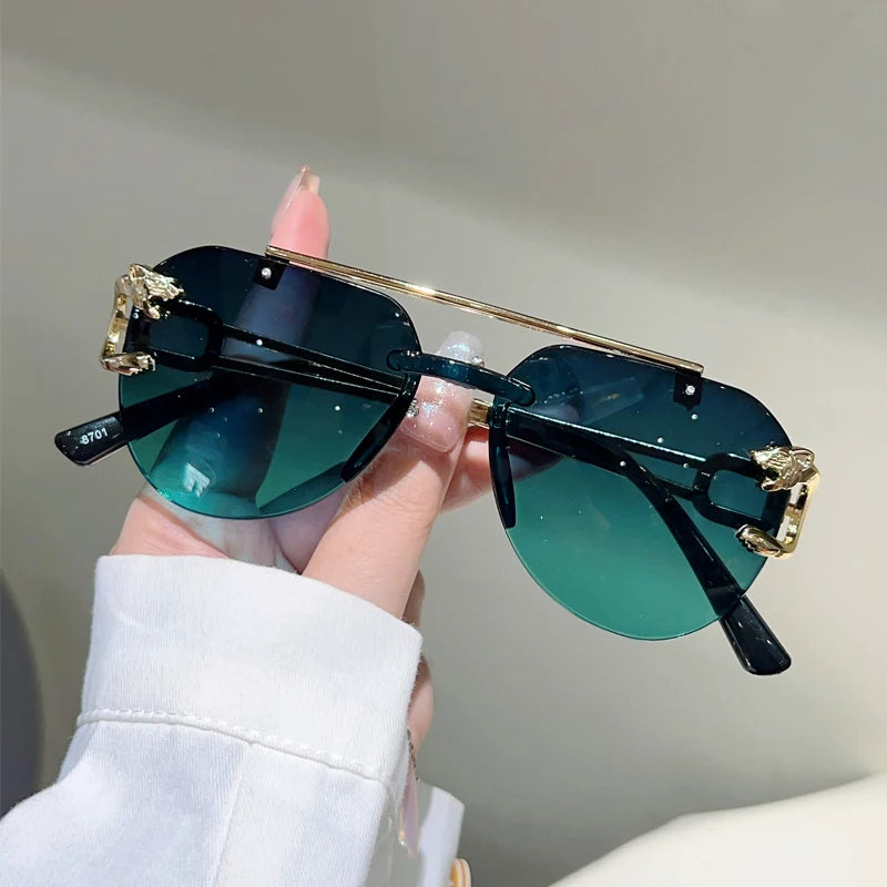 KAMMPT lunettes de soleil pilote sans monture hommes mode Vintage dégradé nuances décontractées femmes à la mode marque Design décor extérieur lunettes de soleil SUN N.