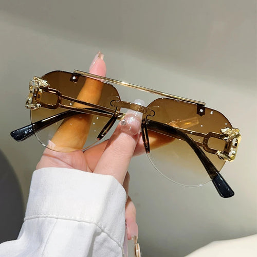 KAMMPT lunettes de soleil pilote sans monture hommes mode Vintage dégradé nuances décontractées femmes à la mode marque Design décor extérieur lunettes de soleil SUN N.