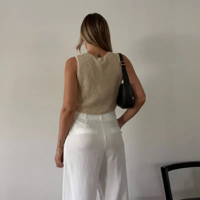 knitted crop top women summer solid color short sleeve Y2K top