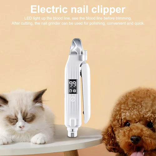 Coupe-ongles électrique 2 en 1 pour animaux de compagnie, avec lumières LED, broyeur de ongles pour animaux de compagnie, coupe-ongles et broyeur pour petits, moyens et grands chiens/chats SUN N.