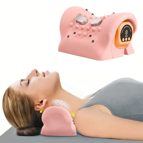 cervical traction pillow with heat and ems neck massager