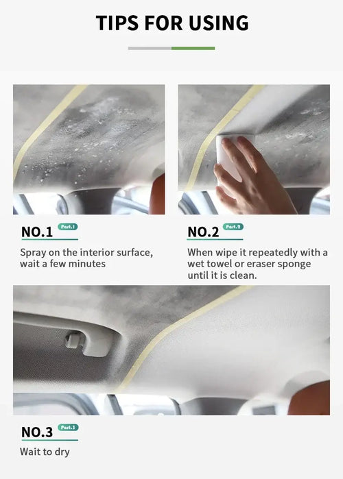 HGKJ S21 Nettoyant Intérieur Voiture Multi Surface en action sur un siège de voiture taché.