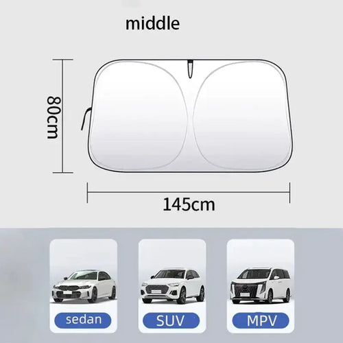 Pare Soleil Pliable Anti UV dimensions and compatibility for sedan, SUV, and MPV vehicles
