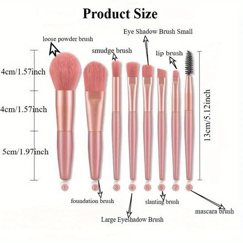 Set 8 pinceaux maquillage - ensemble d'outils de maquillage professionnel avec pinceaux variés.