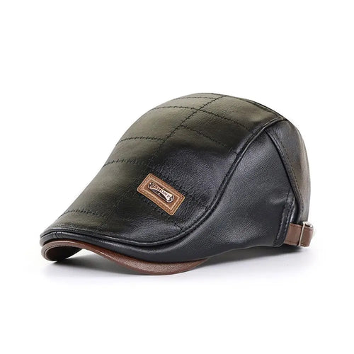 Casquette Plate en Cuir Style Britannique – Newsboy Rétro Décontracté Unisexe SUN N.