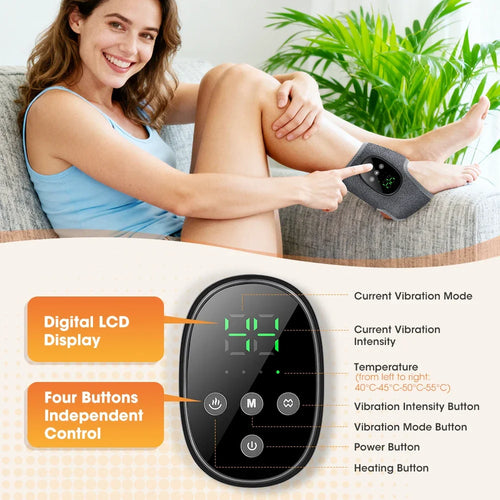 Masseur de cheville chauffant à 4 modes et 4 niveaux d'intensité, enveloppement électrique rechargeable pour les pieds, 1800 mAh, pour la relaxation à domicile SUN N.