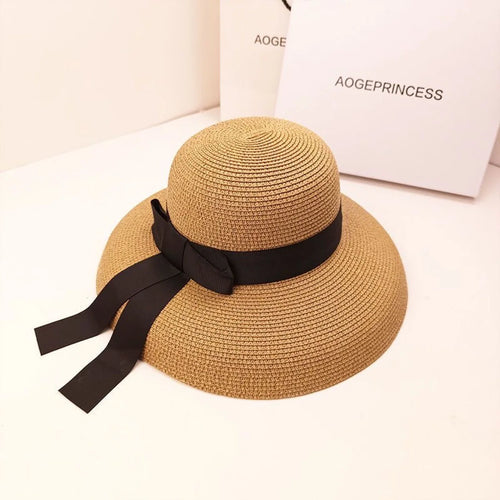 Chapeau de paille rond rétro pour l'extérieur, chapeaux de soleil pour dames, voyage, vacances, visière, Vintage, chapeau de plage pour femmes, noir et blanc, été SUN N.