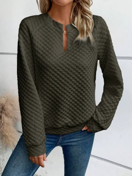 Sweat-shirt Femme Col V Profond - Hoodie Ample Manches Longues Printemps/Automne 2025 SUN N.
