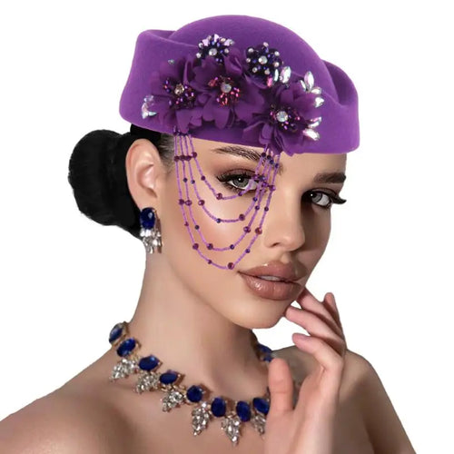 Chapeau britannique rétro pour femmes, élégant, décoré de fleurs 3D, casquette d'hôtesse de l'air, béret, accessoires de Costume de Cosplay SUN N.