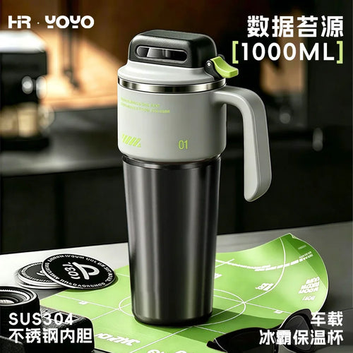 1 liter insulated water bottle with straw