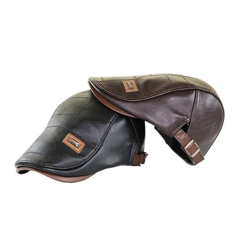Casquette Plate en Cuir Style Britannique – Newsboy Rétro Décontracté Unisexe SUN N.