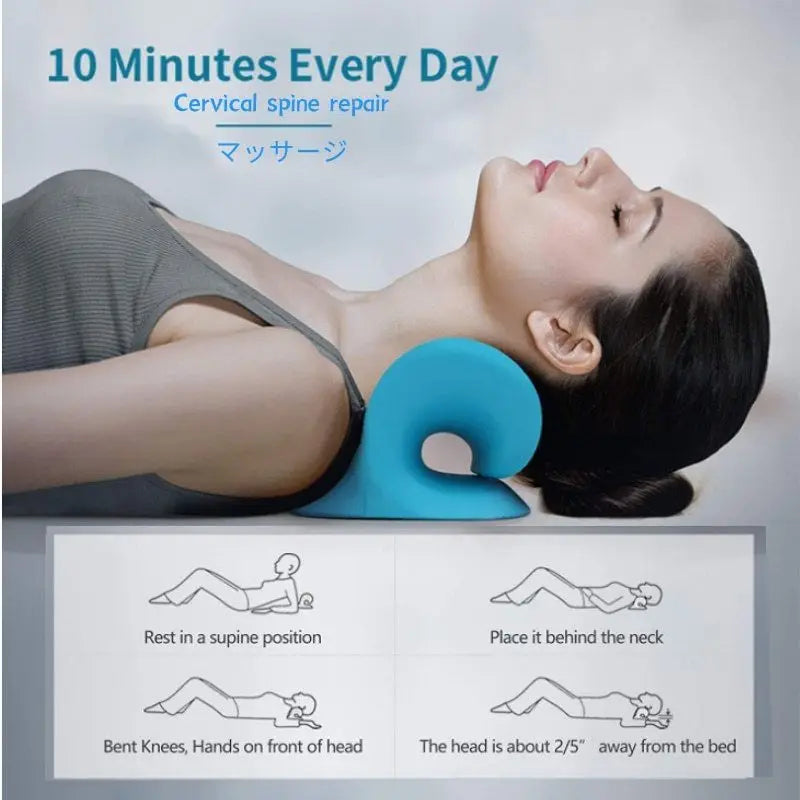 Appareil de traction cervicale - Étireur de cou et épaules - Oreiller de massage chiropratique pour soulagement douleur et alignement de la colonne SUN N.