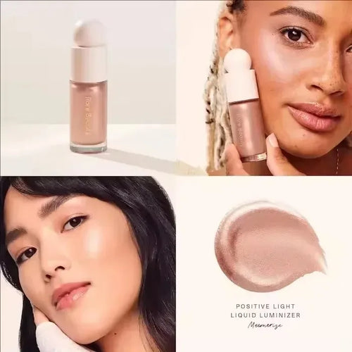 Luminizer & Blush Mat Longue Tenue - Waterproof in a set of four Rare Beauty products on a table.