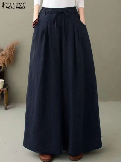 Pantalon Jambes Larges Femme – Coton Vintage Taille Haute SUN N.
