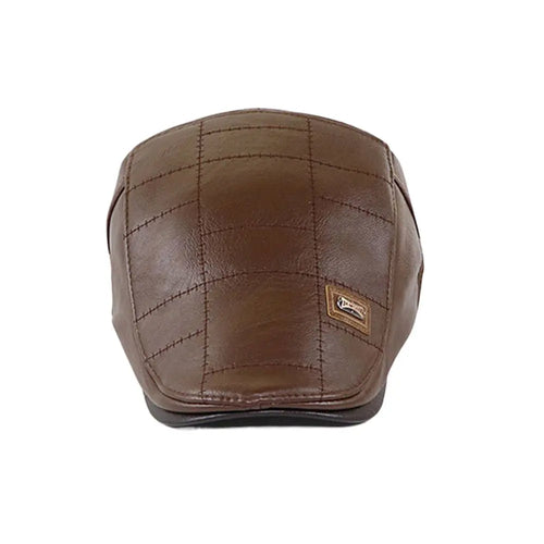 Casquette Plate en Cuir Style Britannique – Newsboy Rétro Décontracté Unisexe SUN N.