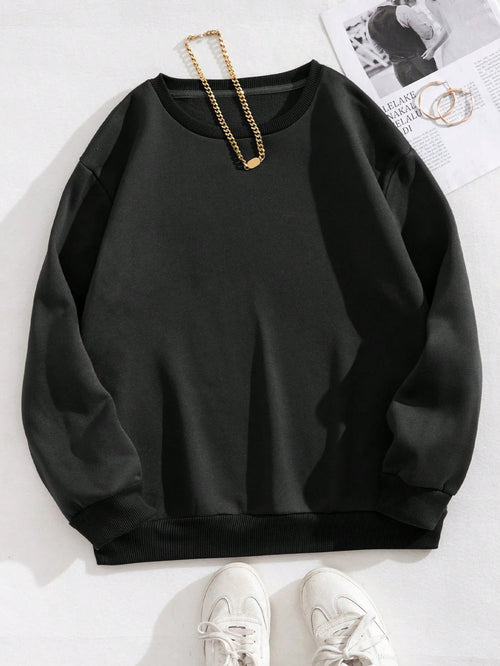 Sweat Femme Col Rond à Capuche - Pull-over Ample Couleur Unie Automne SUN N.