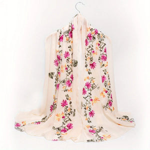 Écharpe Longue Femme Coton Lin - Foulard Dégradé Brodé Élégant Été SUN N.