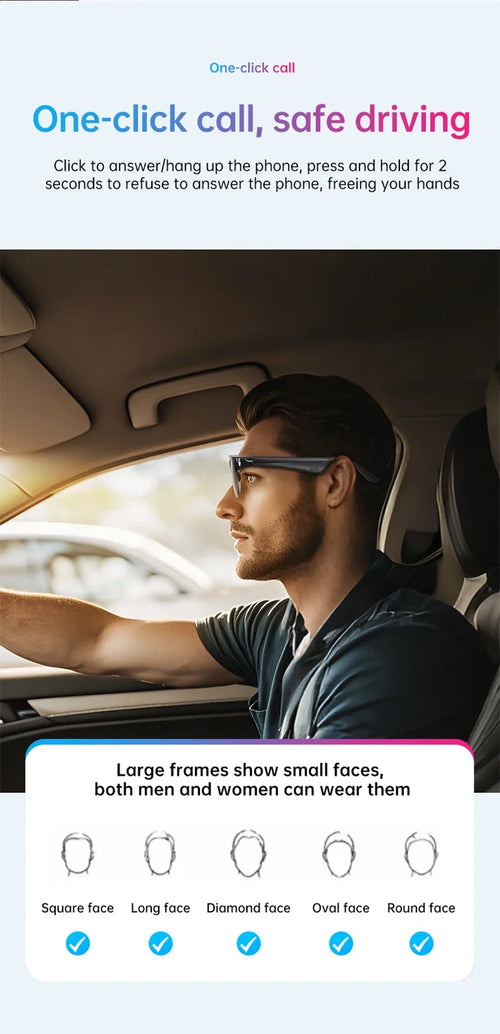 Lunettes intelligentes Lenovo – Traduction IA et Bluetooth SUN N.