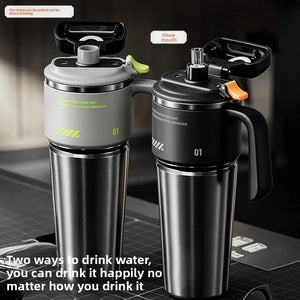 1 liter insulated water bottle with straw