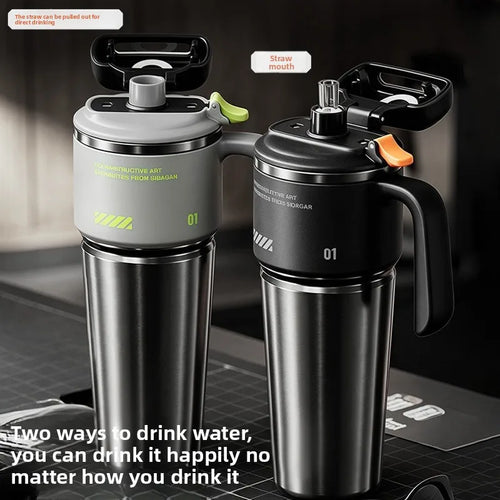 1 liter insulated water bottle with straw