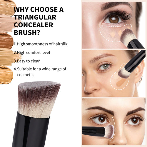 Set 2 pinceaux maquillage – Fond de teint plat, contour angle sous les yeux, crème liquide SUN N.