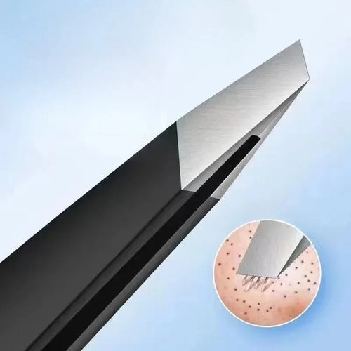 Pince à sourcils noire en acier inoxydable, avec pointe inclinée et plate, outils de beauté pour pince à cils et épilation incarnée SUN N.