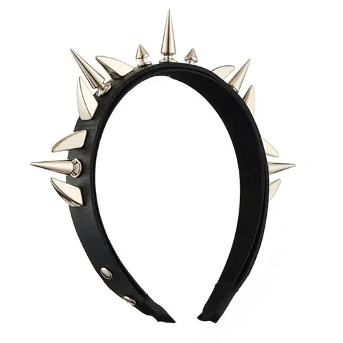 Bandeau Punk à Rivets en cuir PU avec des clous métalliques, accessoire cheveux unisexe style rock.