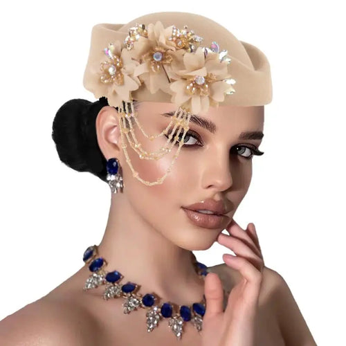 Chapeau britannique rétro pour femmes, élégant, décoré de fleurs 3D, casquette d'hôtesse de l'air, béret, accessoires de Costume de Cosplay SUN N.