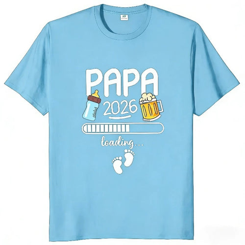 T-shirt homme Harajuku avec un design amusant pour les futurs papas, incluant bouteille, bière et empreintes de pieds.