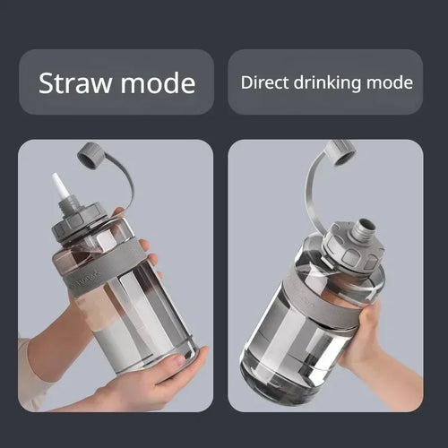 Bouteille d'eau Grande Capacité avec Paille - 2L/1.5L/1L/0.6L Sport Fitness