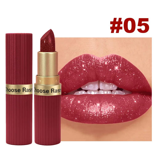 Rouge à Lèvres Velours Mat & Métallique – Rose Nacré Scintillant Longue Durée SUN N.
