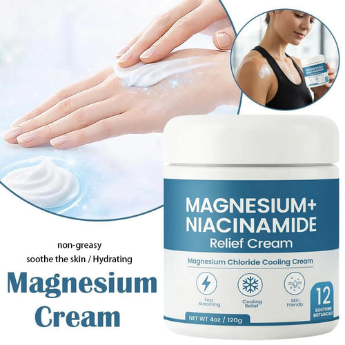 Crème Apaisante Magnésium Niacinamide pour le Soulagement des Douleurs Nerveuses, Hydratation Profonde, Réparation de la Barrière Cutanée, Baume Apaisant pour les Articulations, les Genoux et les Muscles SUN N.