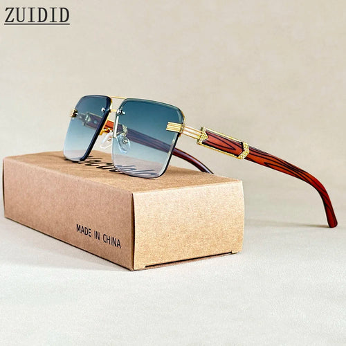 Lunettes de soleil sans monture carrées unisexe – Style vintage luxe, homme et femme SUN N.