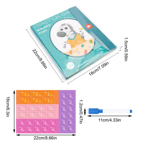 Carreaux & Cercles de Fractions Magnétiques - Visual learning for fractions using a magnetic demonstration book.