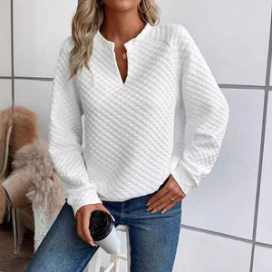 Sweat-shirt Femme Col V Profond - Hoodie Ample Manches Longues Printemps/Automne 2025 SUN N.